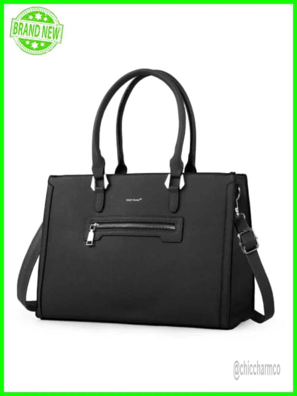 Vegan Leather Structured Satchel Handbag Medium Top Handle Work Bag